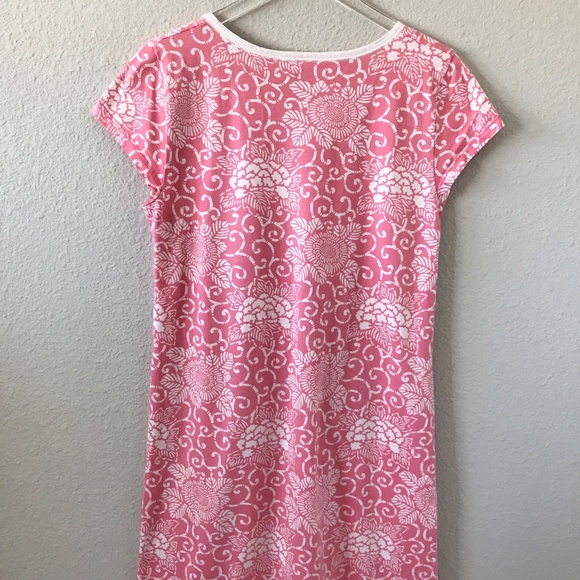 Garnet Hill Long Floral Asian Wrap L Organic Cotton Cap Sleeve Nightgown Pink - Picture 4 of 9